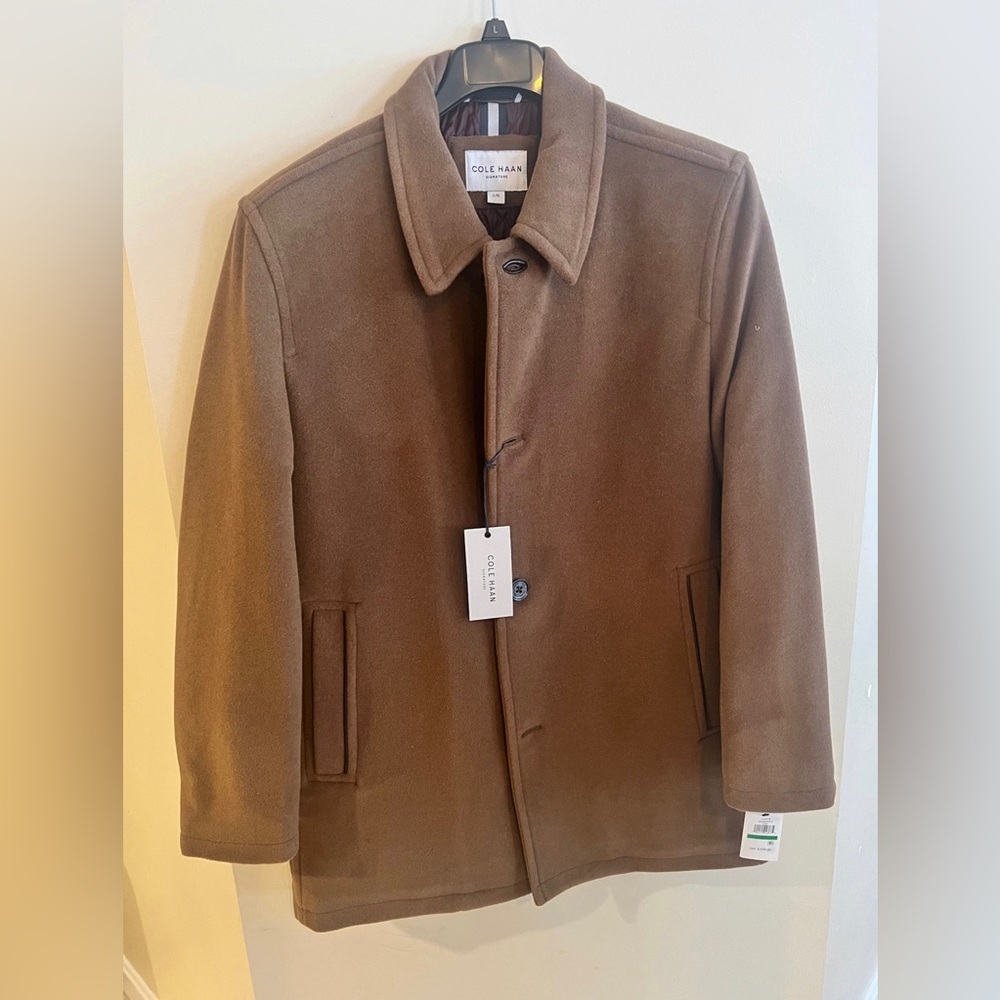 Cole Haan NWT Pea Coat Large Camel Brown Lined